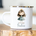 Personalisierte Emailletasse Schulkind 227 Prinzessin