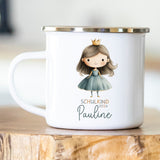 Personalisierte Emailletasse Schulkind 227 Prinzessin