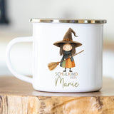 Personalisierte Emailletasse Schulkind 228 Hexe
