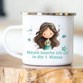 Personalisierte Emailletasse Schulkind 229 Meerjungfrau taucht ab