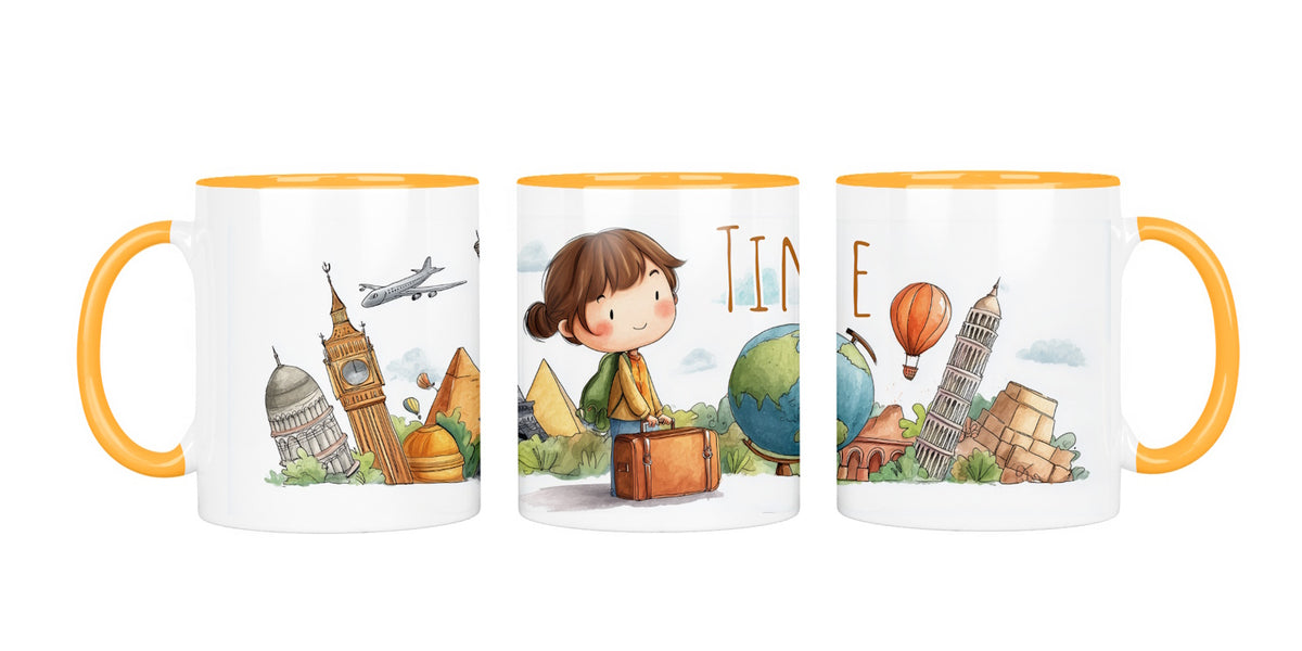 Personalisierte Keramiktasse (7 Farben) 604 Abenteurerin