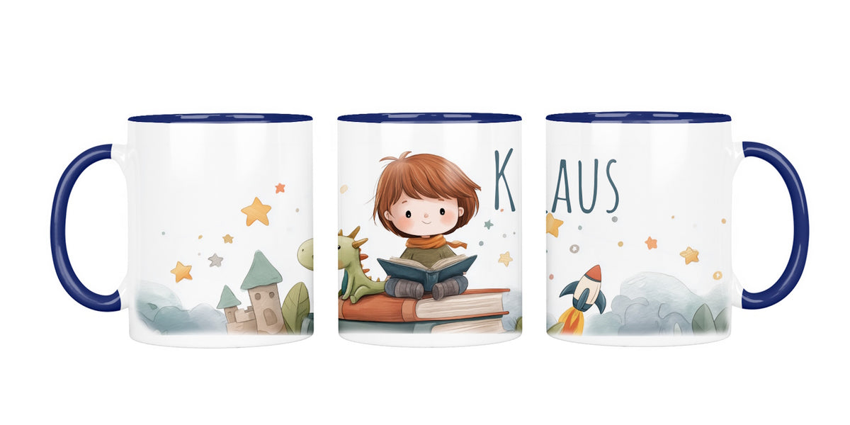 Personalisierte Keramiktasse (7 Farben) 623 Bücherfreund