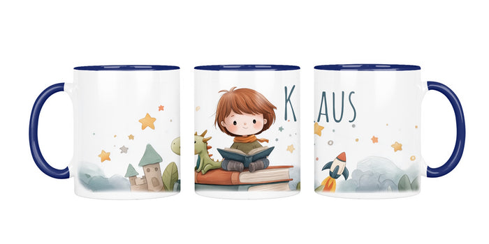 Personalisierte Keramiktasse (7 Farben) 623 Bücherfreund