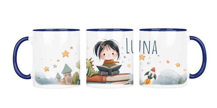Personalisierte Keramiktasse (7 Farben) 624 Bücherfreundin