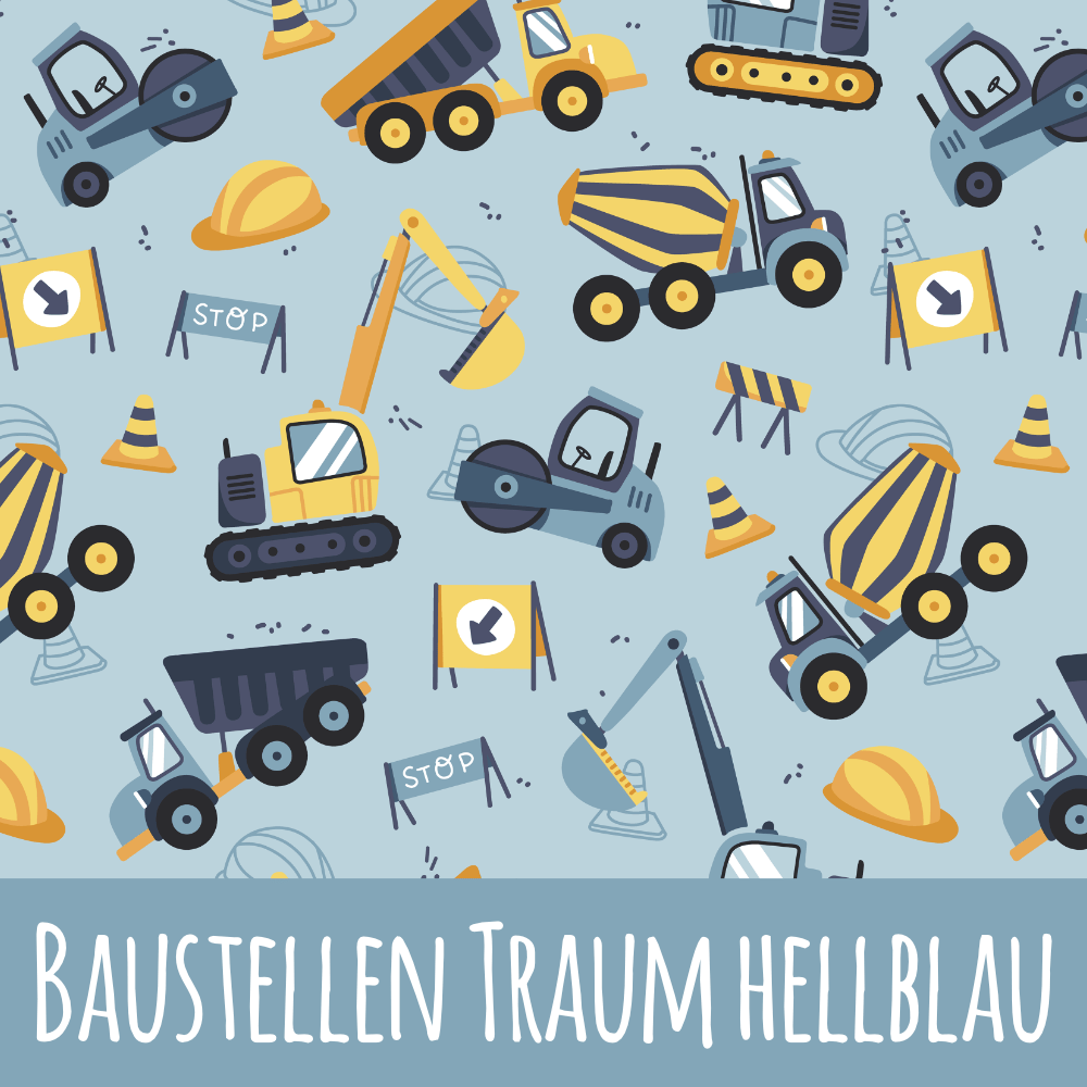 Baustellentraum hellblau Musselin 49cm Stoffrest 15,45€/m
