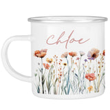 Personalisierte Emailletasse Blumen 4