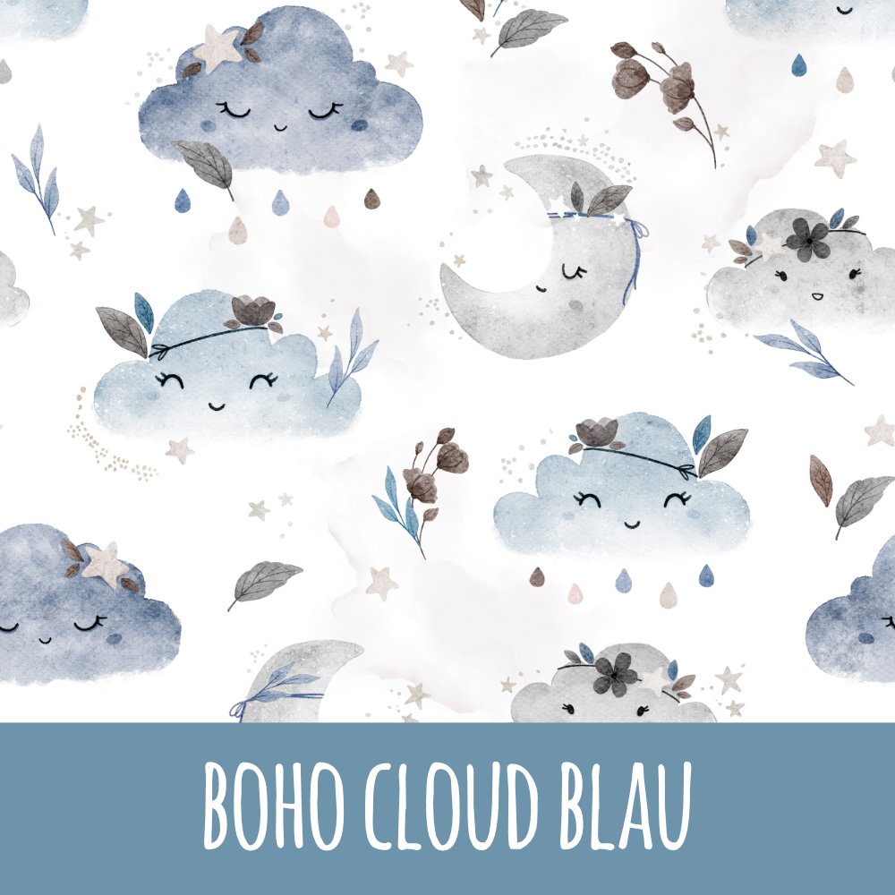 boho cloud blau Bio Rip-Jersey 20cm Stoffreste 15,3/m