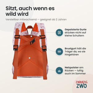 Kinderrucksack boho cloud – gepolsterte Schultergurte und verstellbarer Brustgurt
