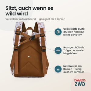 Kinderrucksack boho rainbow – gepolsterte Schultergurte und verstellbarer Brustgurt