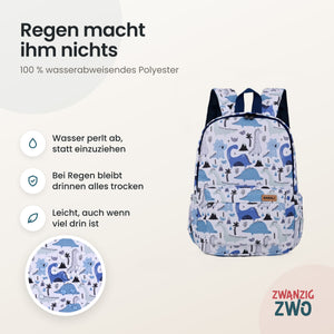 Kinderrucksack Dinolino – wasserabweisendes Polyester in Nahaufnahme