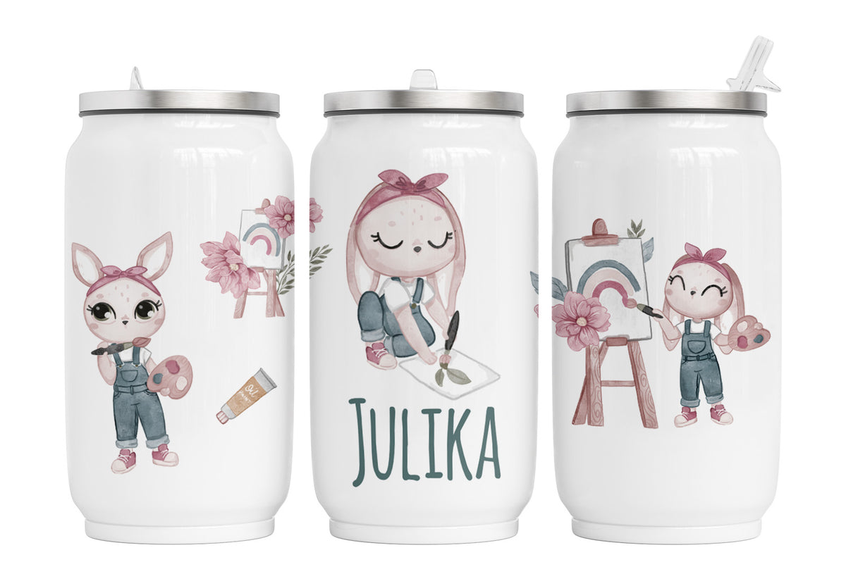 Personalisierte Thermo-Edelstahl Trinkdose  Artist bunny