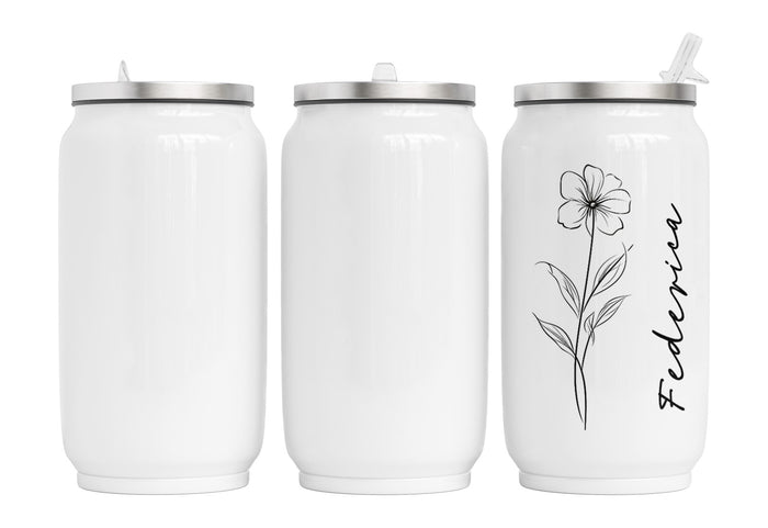 Personalisierte Thermo-Edelstahl Trinkdose  Einfache Blume
