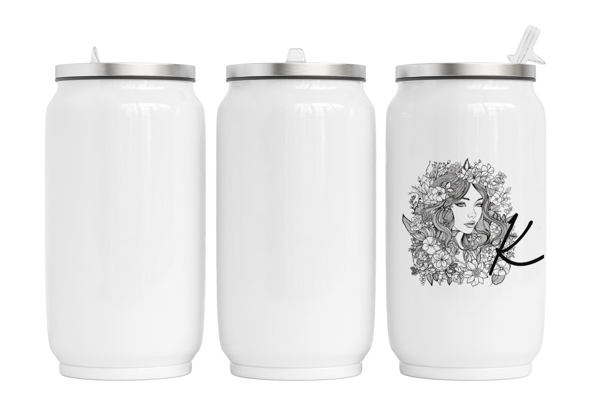 Personalisierte Thermo-Edelstahl Trinkdose  Blumenfrau