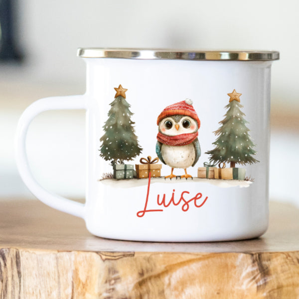 Personalisierte Emailletasse 409 Eule