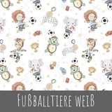 Fußballtiere weiß Baumwolle 100cm Stoffrest 15,45€/m