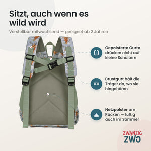 Kinderrucksack Giraffen Freunde – gepolsterte Schultergurte und verstellbarer Brustgurt