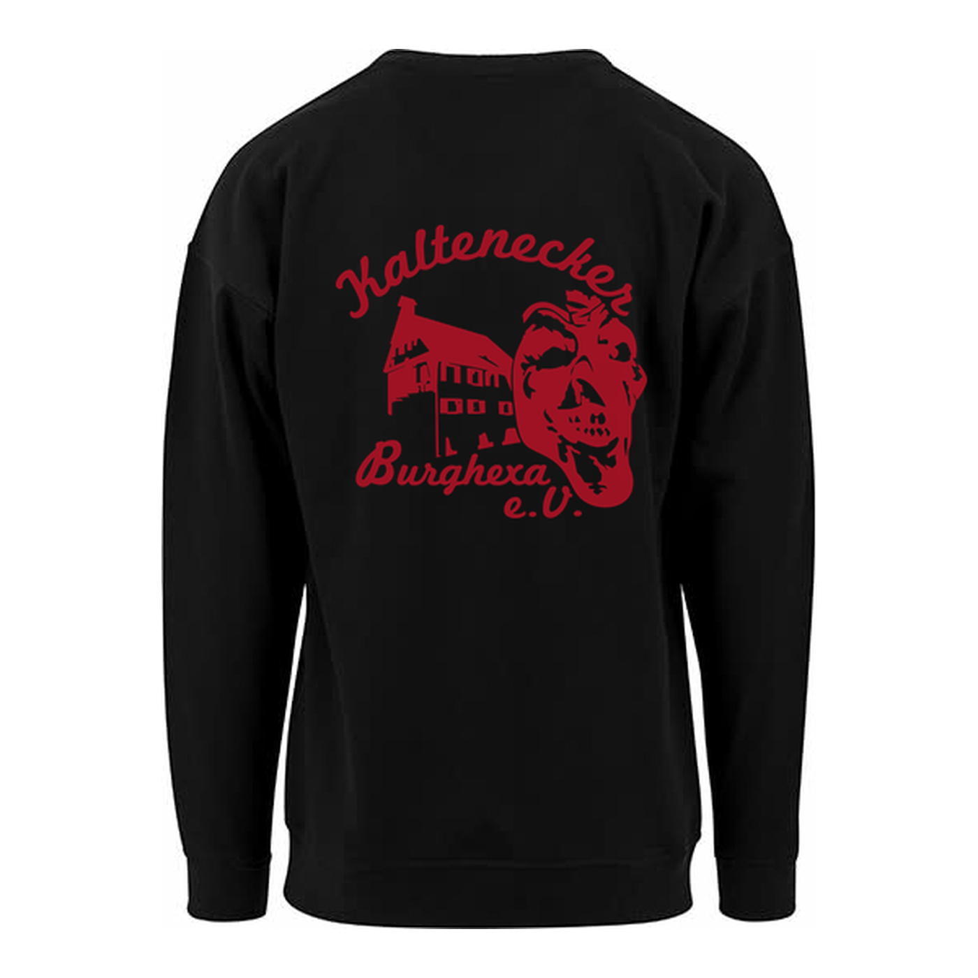 Herren Sweater classic in Schwarz, Rückansicht mit Vereinslogo Kaltenecker Burghexa e.V.