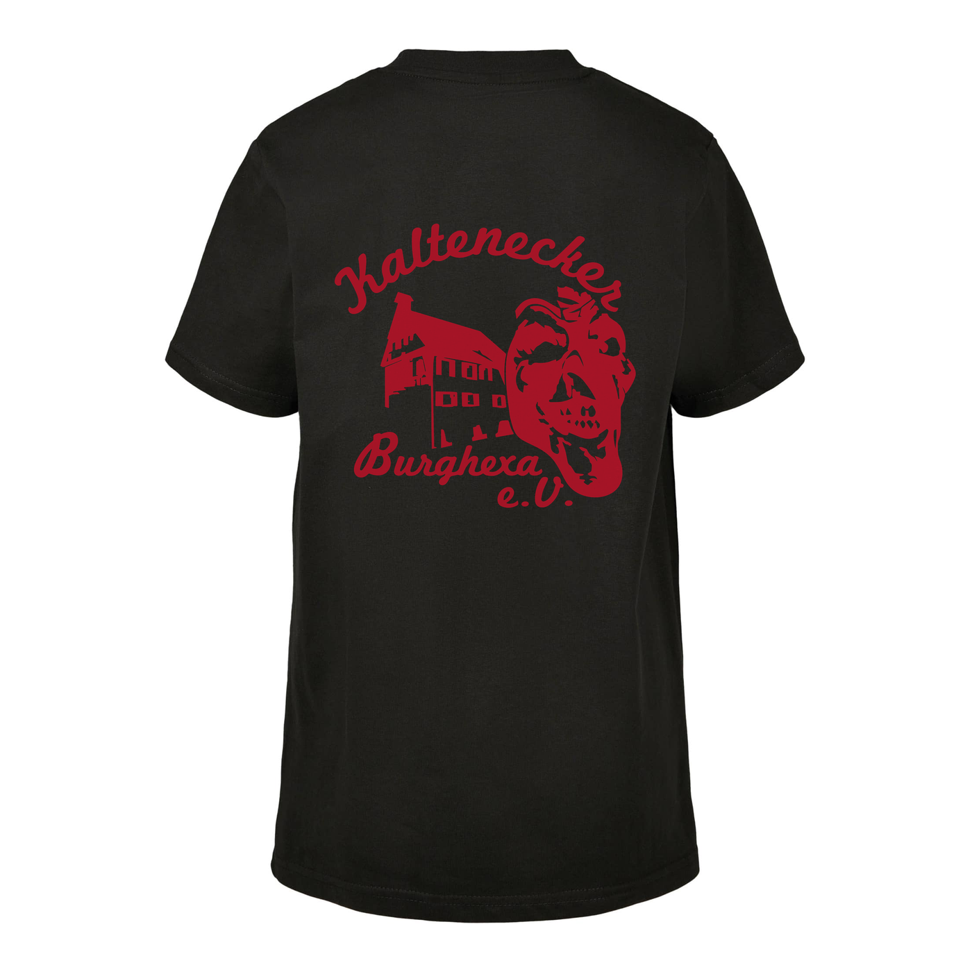 Kinder Shirt classic in Schwarz, Rückansicht mit Vereinslogo Kaltenecker Burghexa e.V.