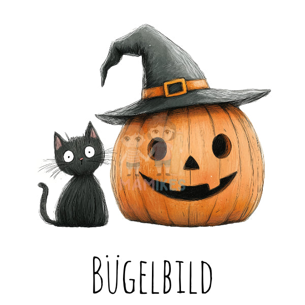 Bügelbild happy halloween cat - H008