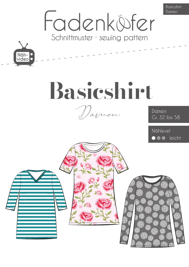 Papierschnittmuster Basicshirt Damen