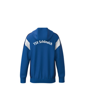 Rückseite der Kapuzenjacke Celebrate 125 mit Schriftzug TSV Schönaich
