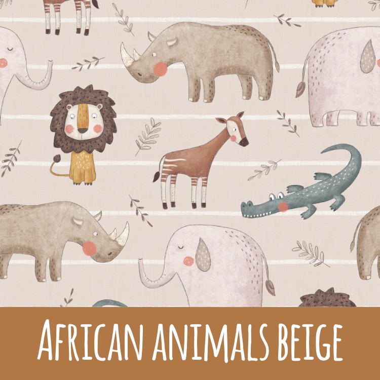 African animals beige Baumwolle