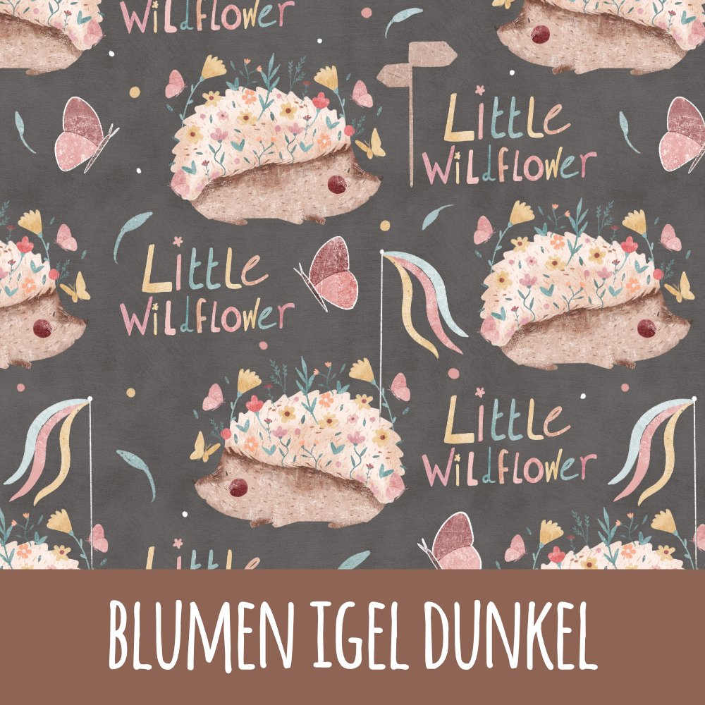 Blumen Igel dunkel Bio Jersey
