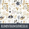 Blumentraum dunkelblau Baumwolle