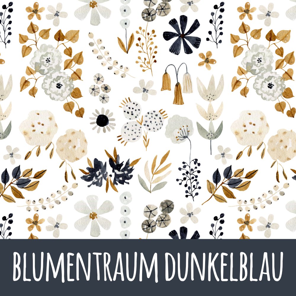 Blumentraum dunkelblau Bio Jersey