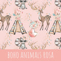 Boho animals rosa Baumwolle