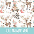 Boho animals weiß Baumwolle
