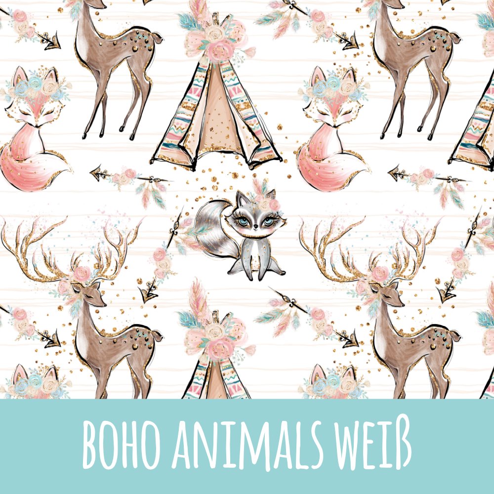Boho animals weiß Baumwolle