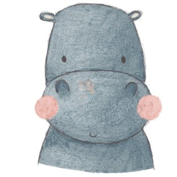 Bügelbild Nilpferd - BB299