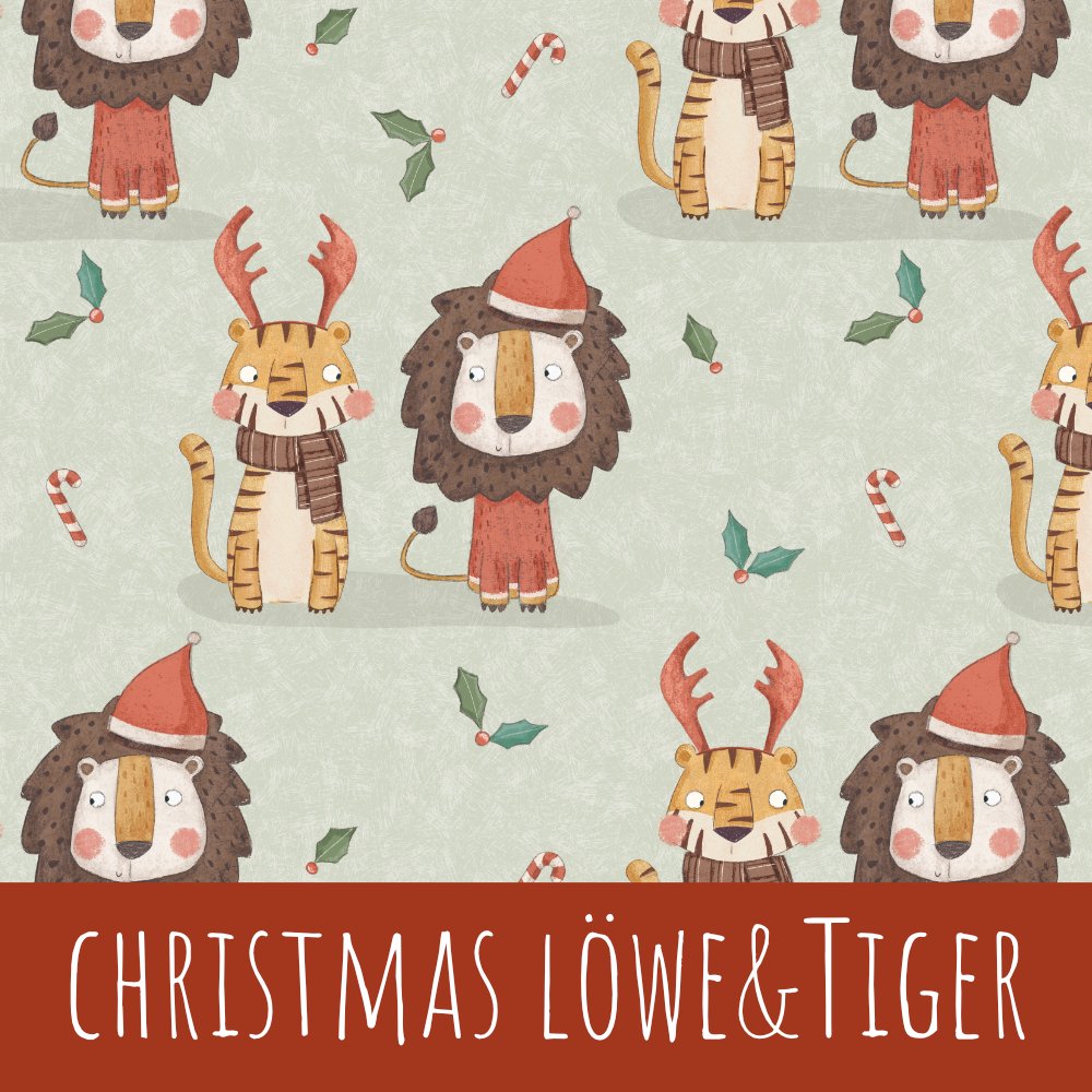 Christmas löwe und tiger Baumwolle