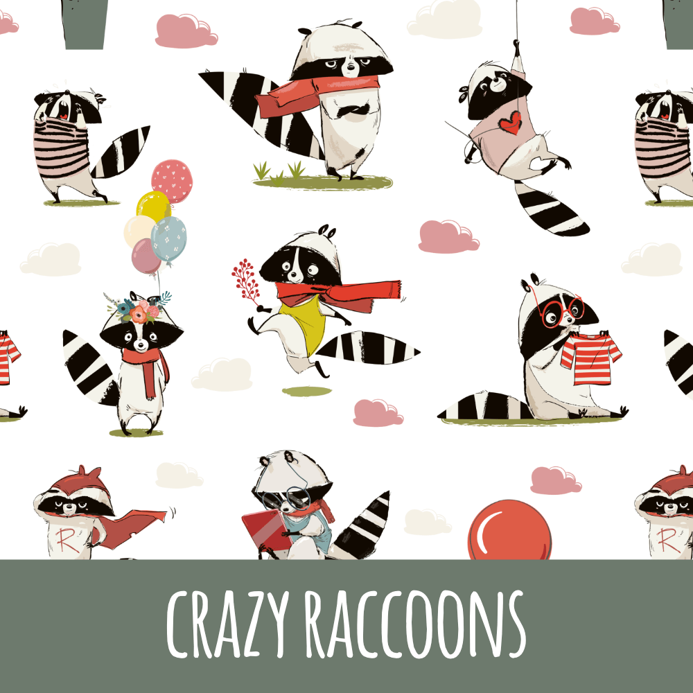 Crazy raccoons Baumwolle