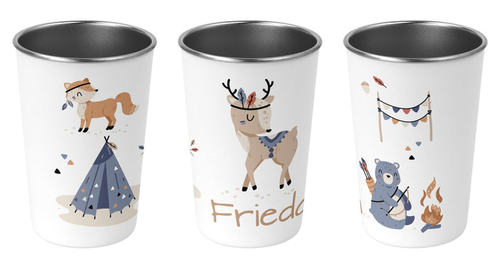 Edelstahlbecher 11.woodland animals