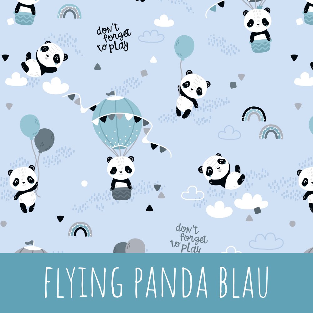 Flying panda blau Baumwolle