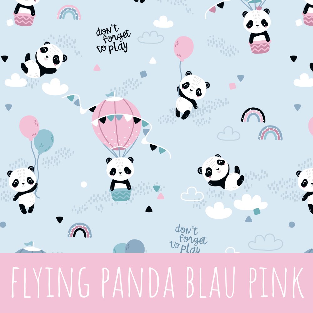 Flying panda blau pink Baumwolle