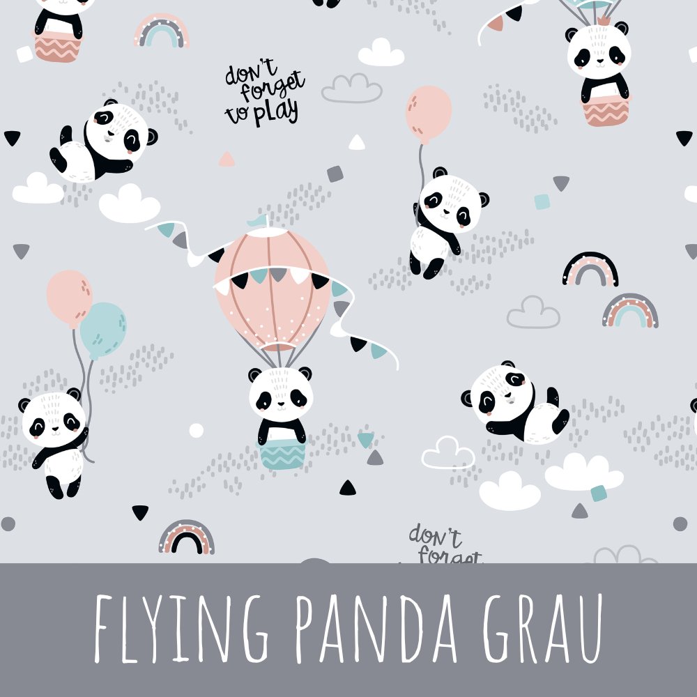 Flying panda grau Baumwolle