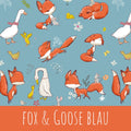 Fox and goose blau Baumwolle