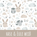 Hase und eule weiß Baumwolle