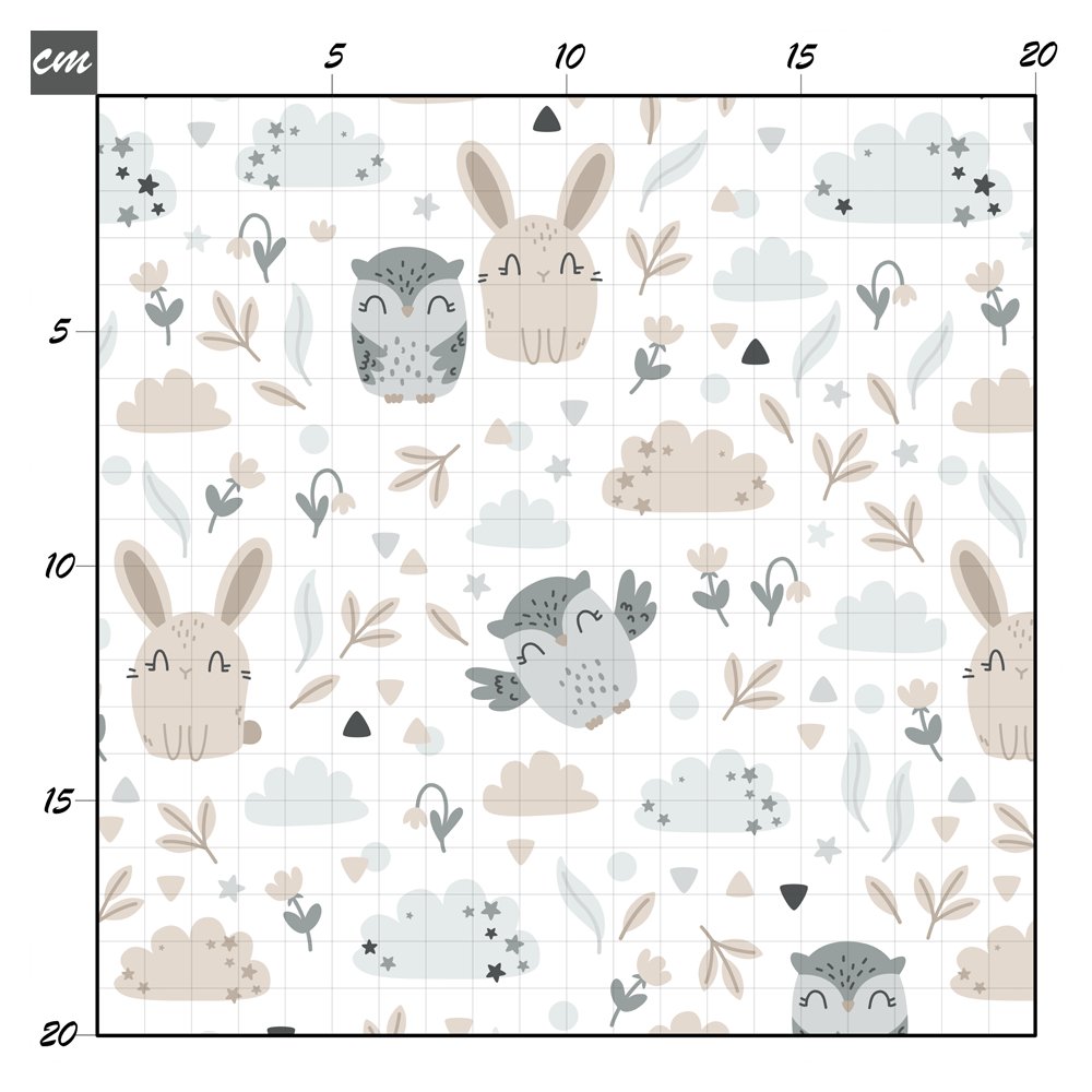 Hase und eule weiß Baumwolle - Mamikes