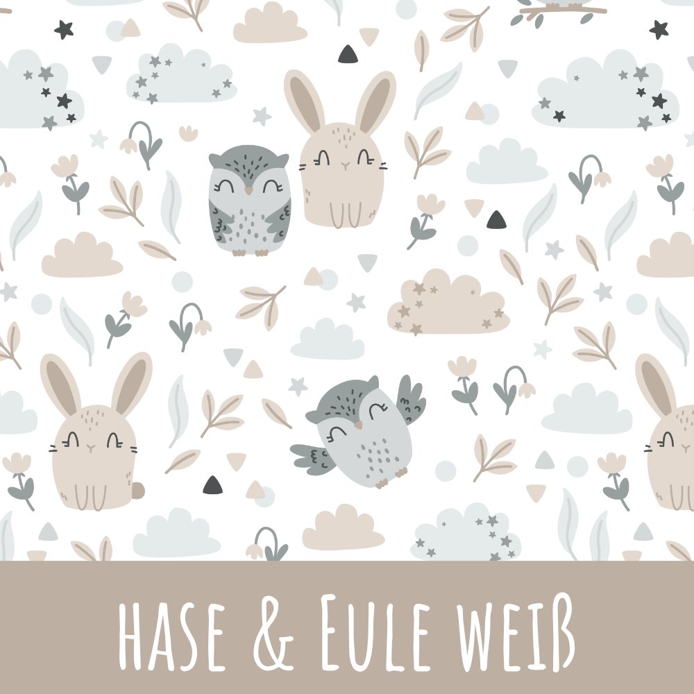 Hase und eule weiß Bio Jersey