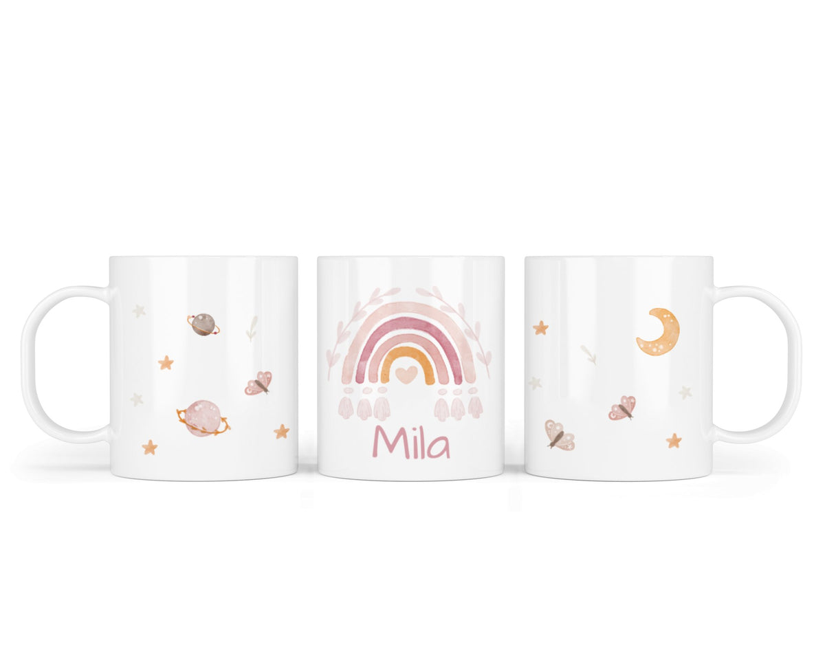 Kunststofftasse 03.boho rainbow rosa