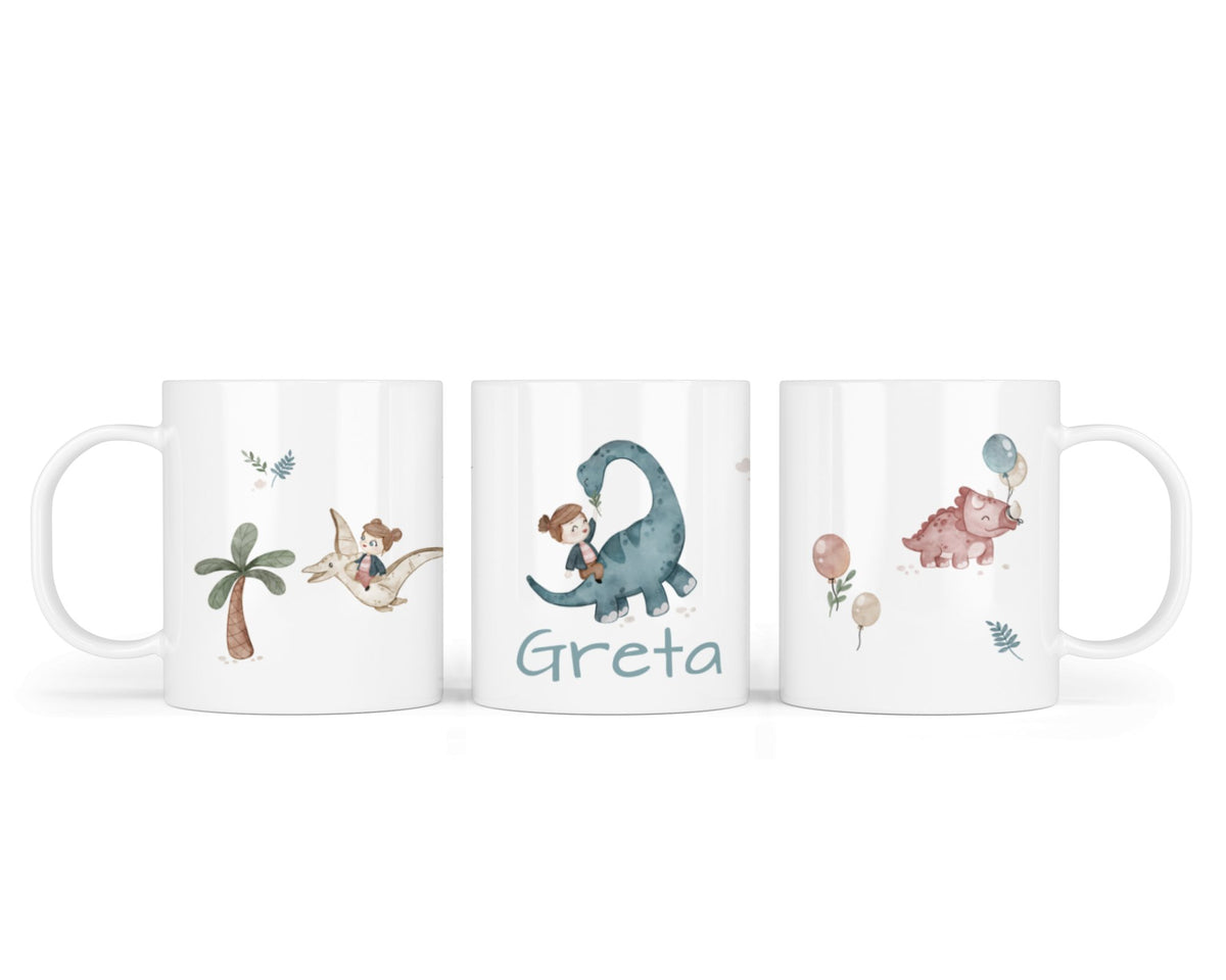 Kunststofftasse 43.Dinoreiterin