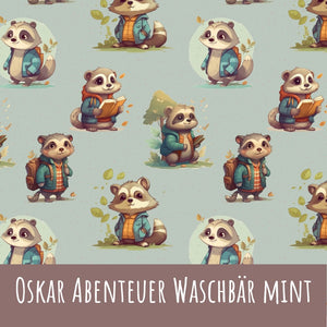 Oskar abenteuer waschbär punkte mint Bio Jersey - Mamikes