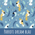 Parrots drea blau Baumwolle