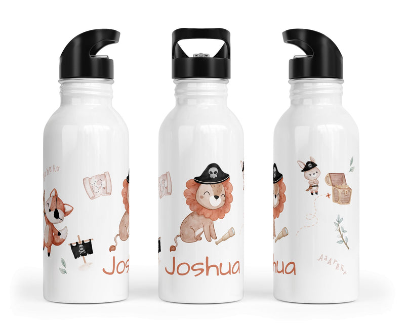 Personalisierte Edelstahl Trinkflasche 10.pirate woodland