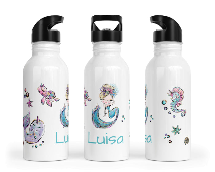 Personalisierte Edelstahl Trinkflasche 16.mermaids 2