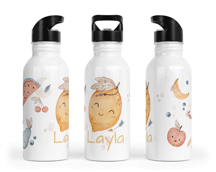 Personalisierte Edelstahl Trinkflasche 1.boho fruits